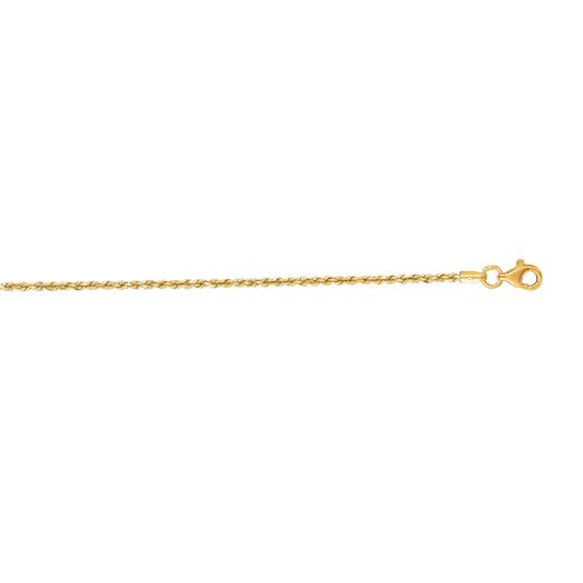 Royal Chain 10K Gold 1.6mm Solid Diamond Cut Royal Rope Chain 012ROY