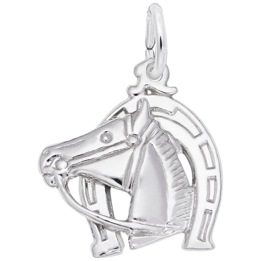 Good Luck Horse Head with Horseshoe Charm for Gamers & Collectors 0173