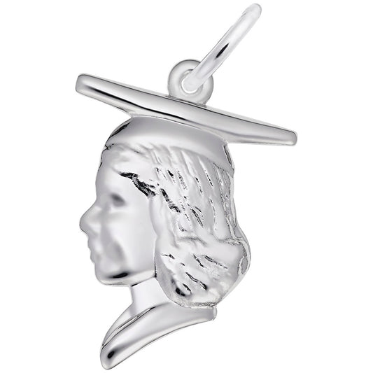 Personalized Female Graduate Head Charm - Custom Graduation Gift 0178