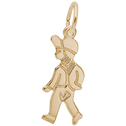 Walking Boy Charm - Unique Silhouette Disc for Personalized Jewelry 0351