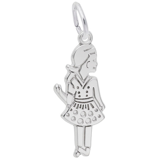 Waving Girl Charm - Elegant Silhouette Disc for Jewelry Design 0352