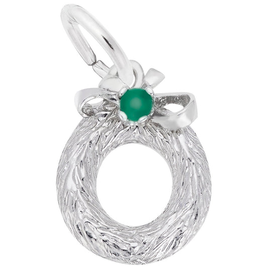 Festive Christmas Wreath Charm with Bead for Holiday Jewelry 0466