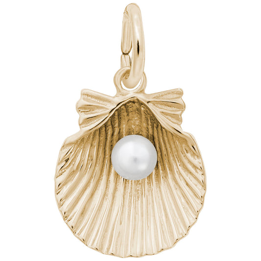 Clamshell with Pearl Charm - Nautical Sea Life Jewelry Accessory 0508