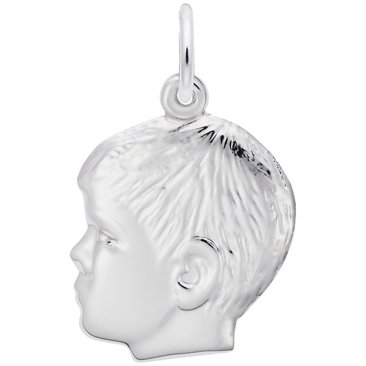 Young Boys Head Charm - Unique Silhouette Disc for Kids' Jewelry 0511