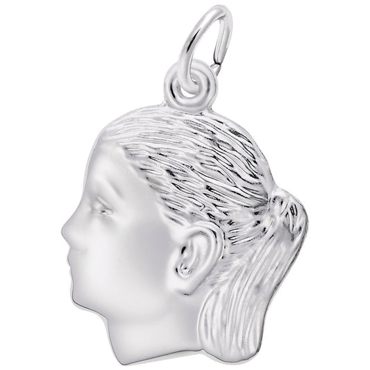 Girls' Head Charm - Elegant Silhouette Disc for Personalized Jewelry 0514