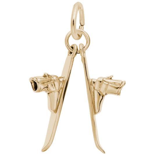 Sterling Silver Pair of Skis Charm for Skiing Enthusiasts 0551