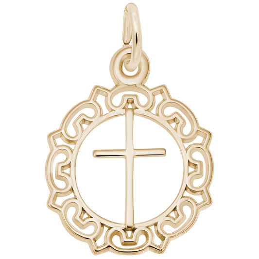 Ornate Border Cross Charm for Special Occasions & Religious Gifts 0756