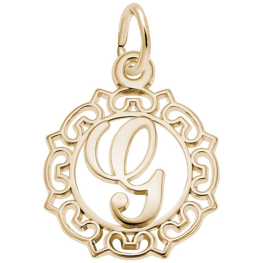 Ornate Script Initial G Charm - Elegant Personalized Jewelry 0817-007