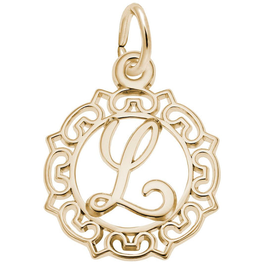 Ornate Script Initial 'L' Charm - Elegant Personalized Jewelry 0817-012