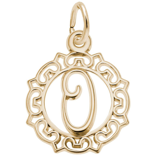 Ornate Script Initial 'O' Charm - Elegant Personalized Jewelry 0817-015