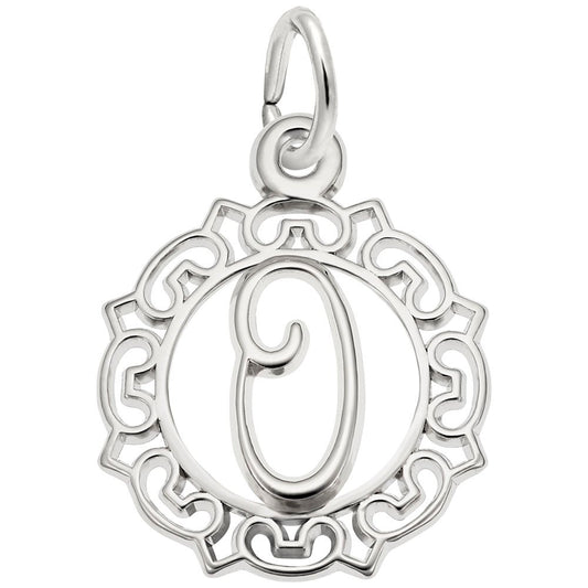 Ornate Script Initial 'O' Charm - Elegant Personalized Jewelry 0817-015