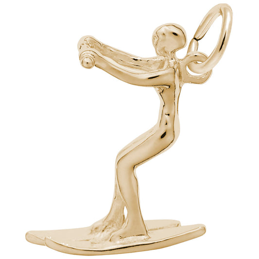 Water Skier Charm - Sterling Silver Sports Jewelry for Skiing Fans 0882