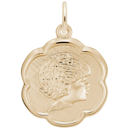 Girls' Scalloped Disc Charm - Elegant Silhouette Jewelry Gift 0944