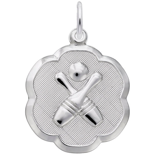 Bowling Scalloped Disc Charm - Perfect Gift for Bowling Lovers 0952