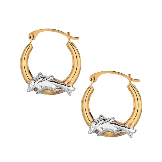 Royal Chain 10K Gold Dolphin Hoop Earring 113ER