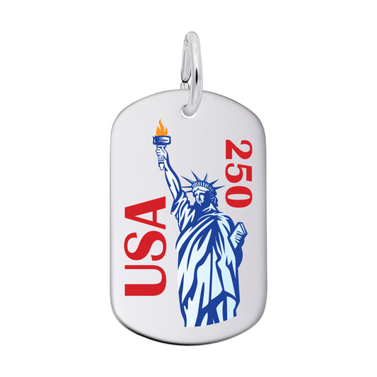 Painted USA 250 - Statue of Liberty Charm 14K White Gold