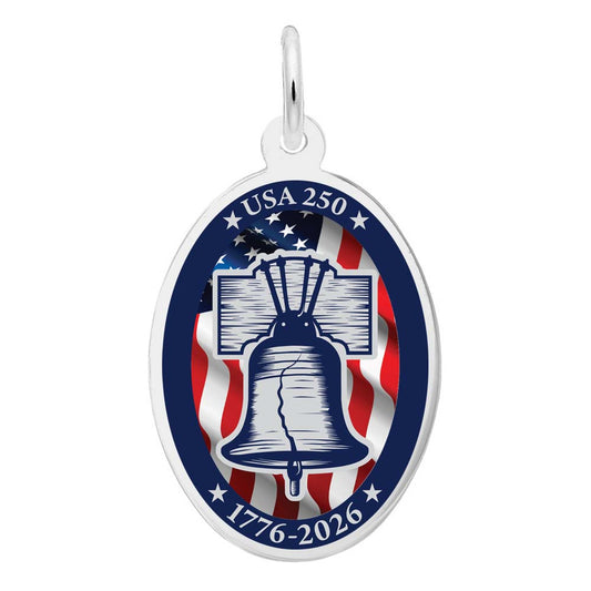 USA 250 - Liberty Bell Charm Rhodium Plated Sterling Silver
