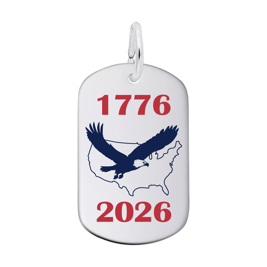 Painted USA 250 - 1776-2026 Eagle Charm 14K White Gold