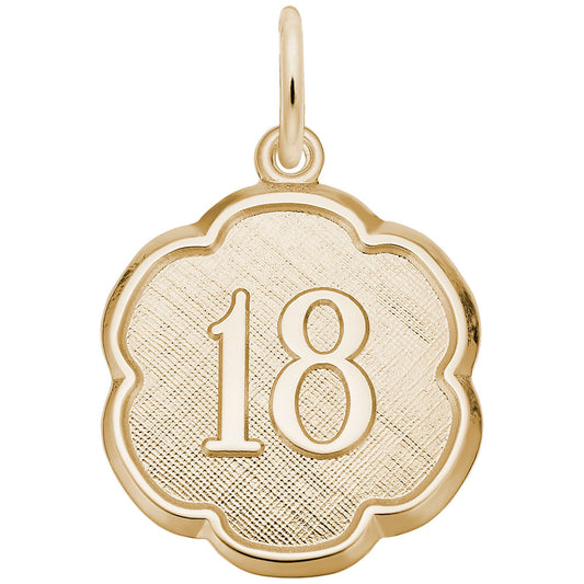 Elegant Scalloped Disc Charm - Number Eighteen for Personalization 1333
