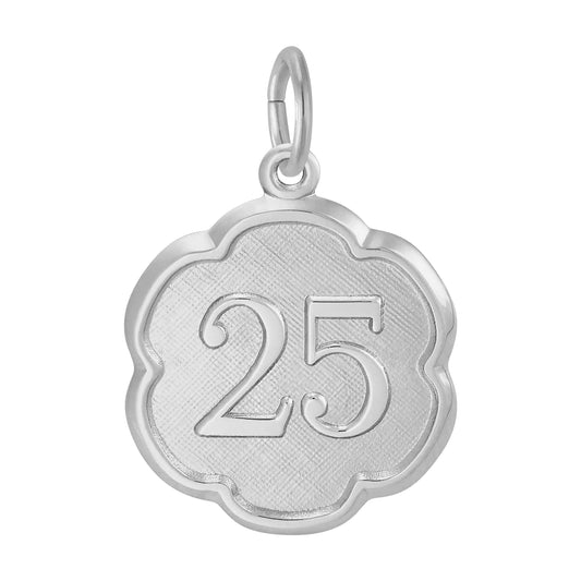 Number Twenty Five Scalloped Disc Charm