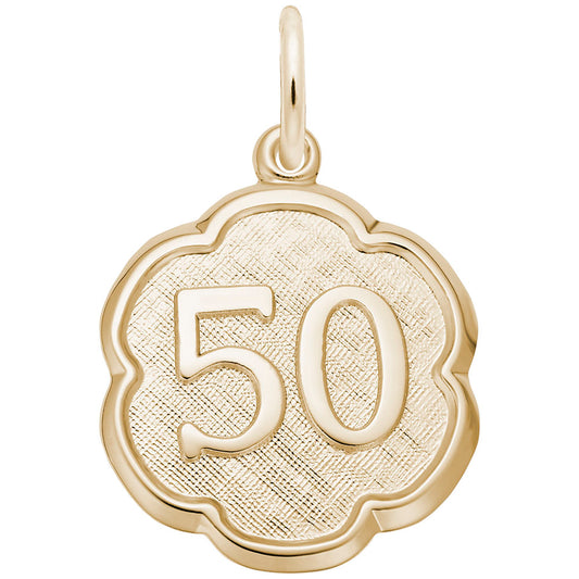 Elegant Scalloped Disc Charm - Number 50 for Personalized Jewelry 1336