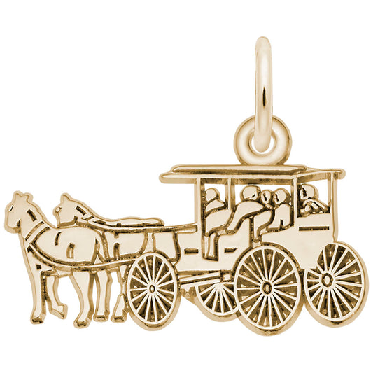 Flat Horse Carriage Charm - Elegant Animal Jewelry for Horse Lovers 1508