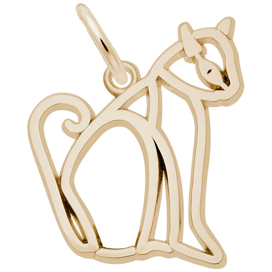Flat Sitting Cat Charm - Adorable Pet Jewelry for Cat Lovers 1550