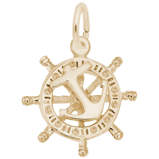 Small Anchor and Ship's Wheel Charm for Nautical Jewelry Lovers 1668
