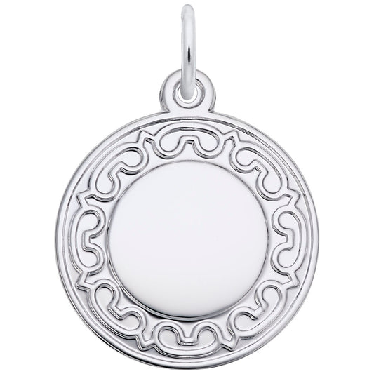 Ornate Round Disc Charm for Personalized Jewelry & Accessories 1744