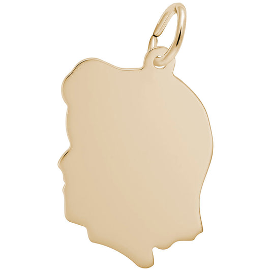 Large Flat Girls Head Charm - Unique Silhouette Disc Jewelry 1832