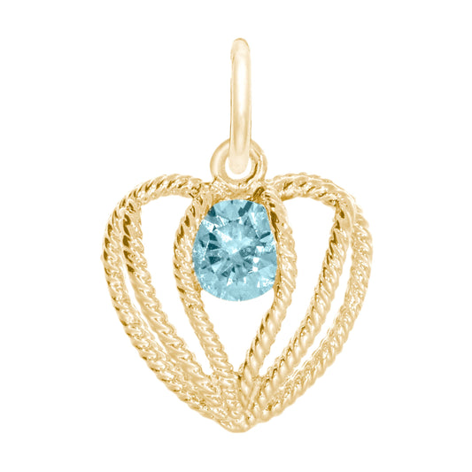 March Birthstone Heart Charm - Held in Love Jewelry Gift 1850-003