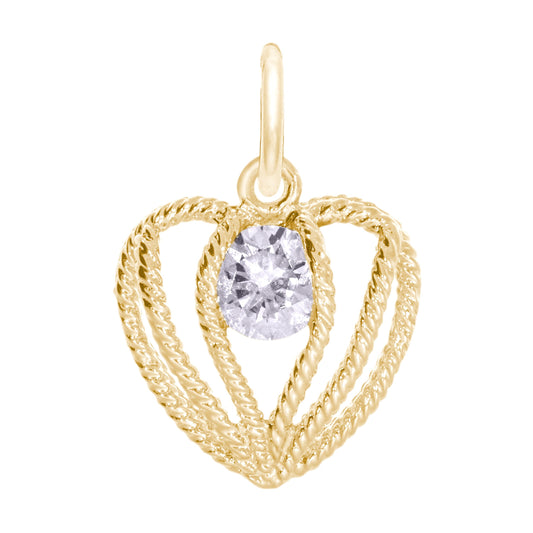 April Birthstone Heart Charm - Held in Love Jewelry Gift 1850-004