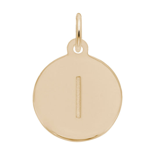 Personalized Block Initial Disc Charm - Custom Letter L Pendant 1895-012