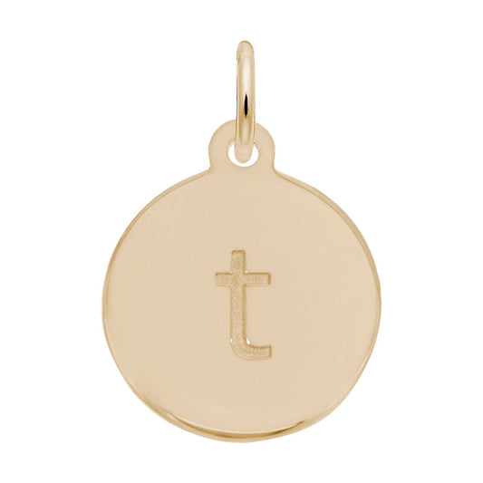 Personalized Block Initial Disc Charm - Custom Letter T Jewelry 1895-020