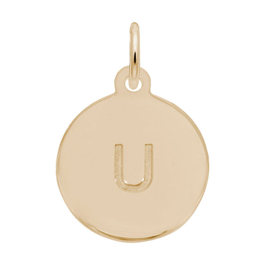 Personalized Block Initial Disc Charm - Letter U for Custom Jewelry 1895-021