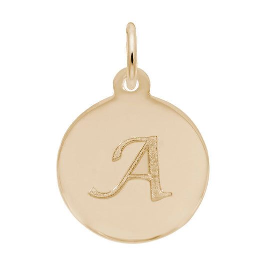 Personalized Script Initial Disc Charm - Letter A for Jewelry 1896-001