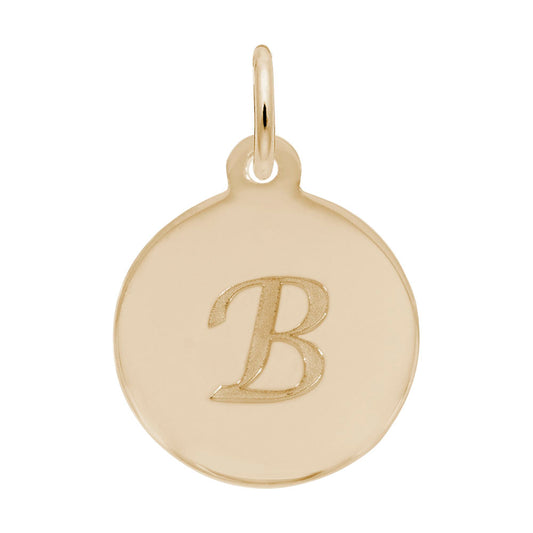 Personalized Script Initial Disc Charm - Custom Letter B Jewelry 1896-002