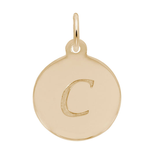 Personalized Script Initial Disc Charm - Custom Letter C Jewelry 1896-003