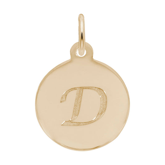 Personalized Script Initial Disc Charm - Custom Letter D Jewelry 1896-004