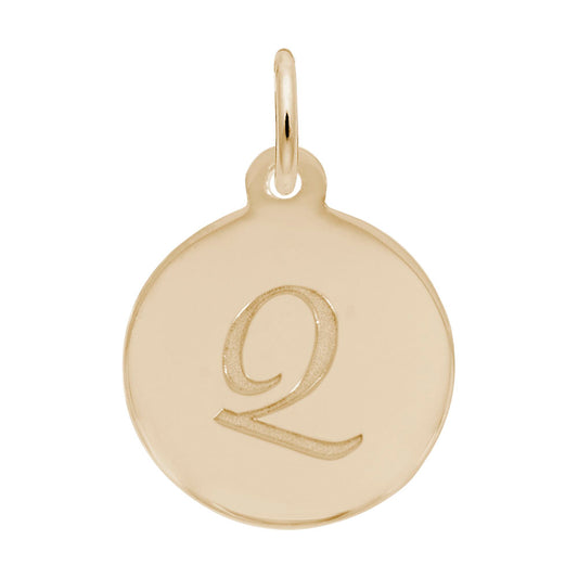 Personalized Script Initial Disc Charm - Letter Q for Jewelry 1896-017