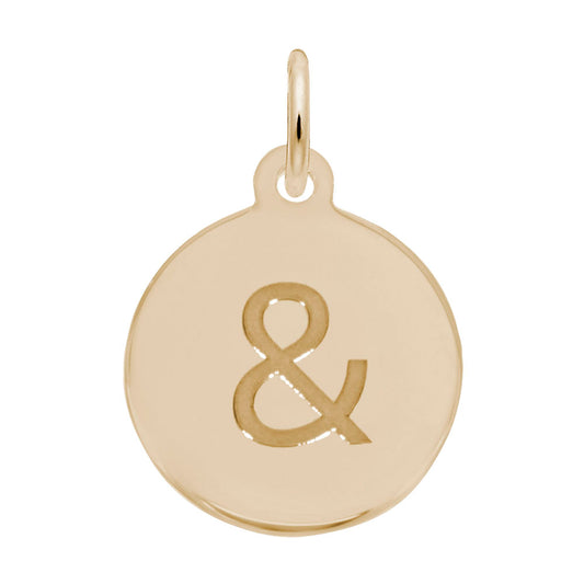 Personalized Initial Disc Charm with Ampersand - Custom Jewelry 1898