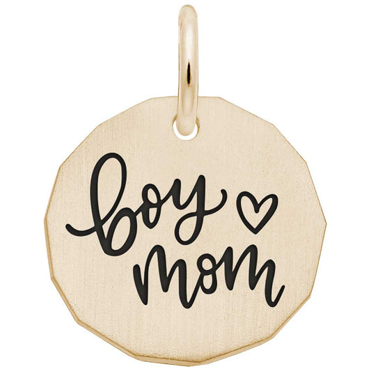 Personalized New Boy Mom Charm - Custom Engravable Disc Jewelry 1968