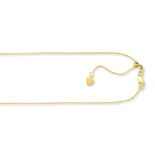 Royal Chain 10K Gold 1.1mm Adjustable Cable Chain 1ACAB