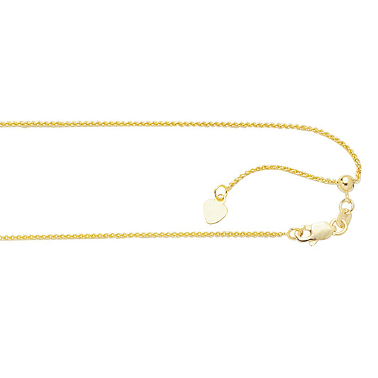 Royal Chain 10K Gold 1.0mm Adjustable Wheat Chain 1ARW