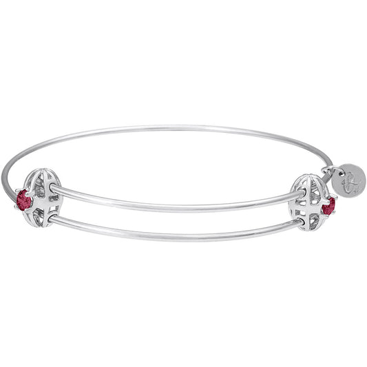 Graceful Bangle Bracelet - July Rhodium Plated Sterling Silver