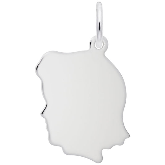 Medium Flat Girls Head Charm - Unique Silhouette Disc Design 2032