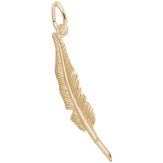 Elegant Feather Pen Charm for Book Lovers - Unique Jewelry Gift 2337