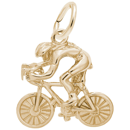 Racing Cyclist Charm - Sterling Silver Bike Jewelry for Cyclists 2400
