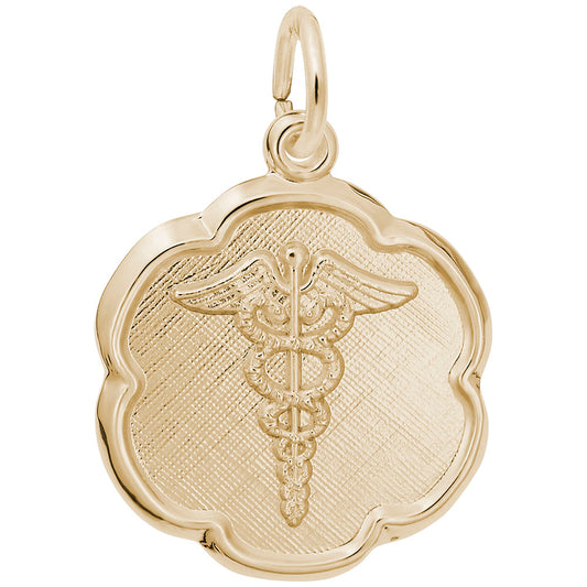 Graduation Caduceus Scalloped Disc Charm for Medical Professionals 2466