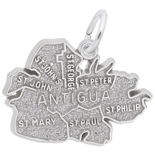 Antigua Cities Map Charm - Travel Souvenir Jewelry for Adventurers 2475